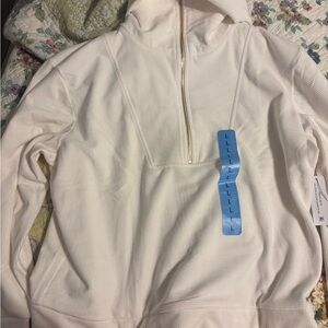 Halston Heritage Cream Velour Quarter Zip